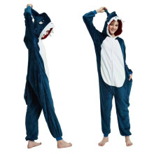 (dark blue, S) Adult Blue Shark Animal Flannel Cosplay Sleepwear