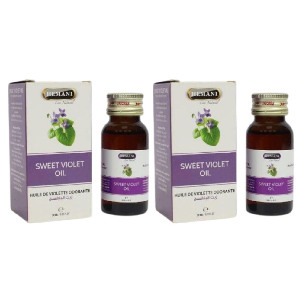 Hemani Sweet Violet Herbal Oil 30ml Pack Of 2 |Antiseptic & Antifungal |Reduce Acne & Boils |Treatment of Sore Throat & Tongue |Aromatherapy Oil