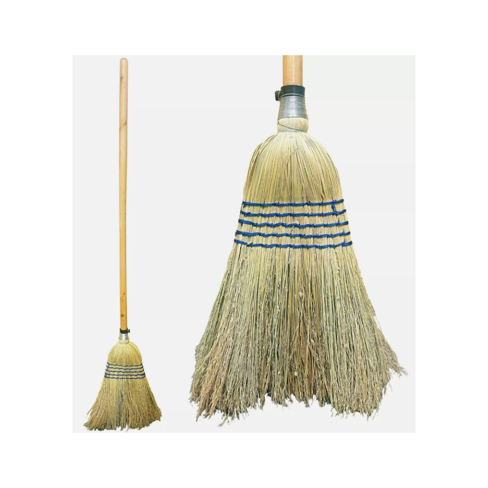 Corn Broom Traditional Sweeping Brush Long Handled Yard Garden Wooden