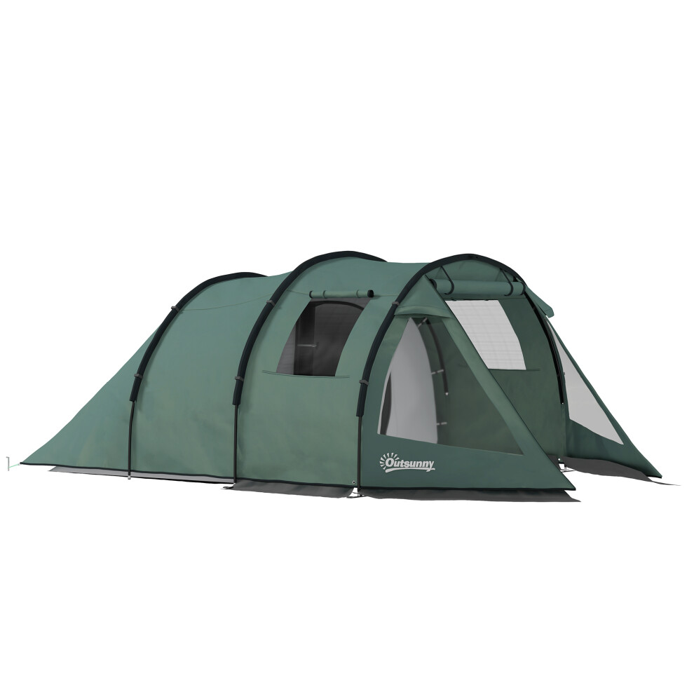 Camping Tent With 2 Rooms For 3-4 Persons, Portable Tunnel Tent With Window