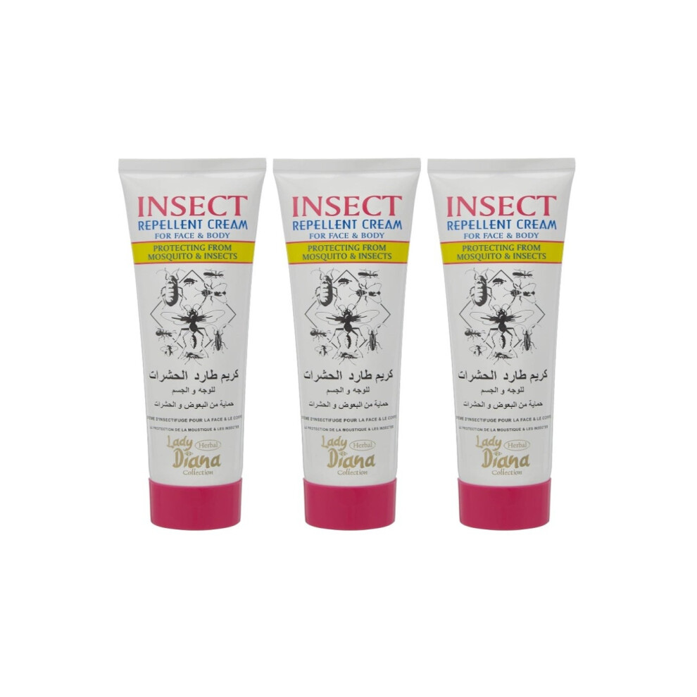 Cream Lady Diana Insect Repellent 3Pcs, 100G Each For Maximum Protection, Effective Against Bugs