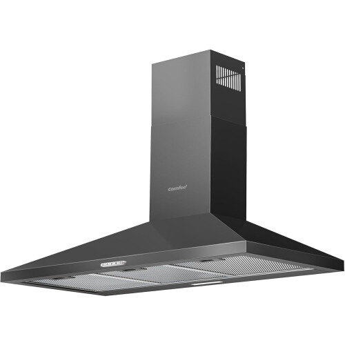 Living And Home Black 90CM Wall-mounted 3-Speed Chimney Range Hood Cooker Extractor 1