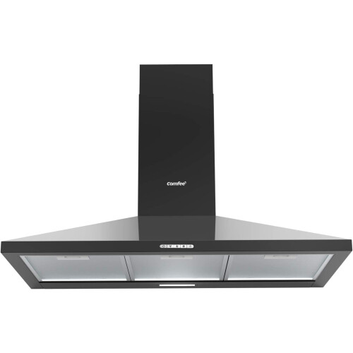 Living And Home Black 90CM Wall-mounted 3-Speed Chimney Range Hood Cooker Extractor