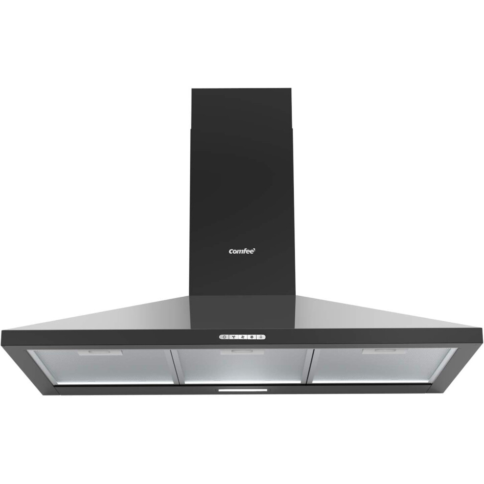 Midea Black 90CM Wall-mounted 3-Speed Chimney Range Hood Cooker Extractor