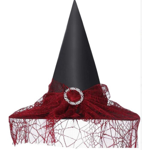 Halloween Witch Hat with Veil Pointy Witch 1