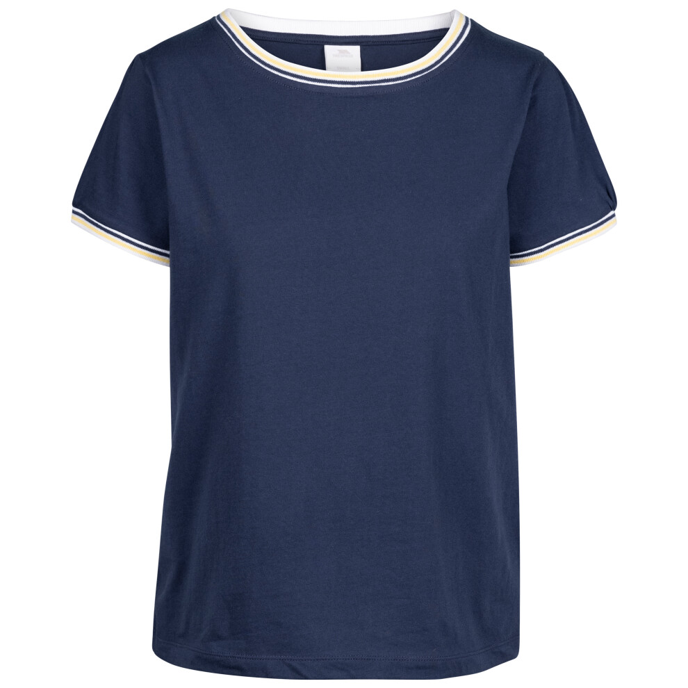 (12, Navy) Trespass Womens Short Sleeve Stripe Neck Top Lucy