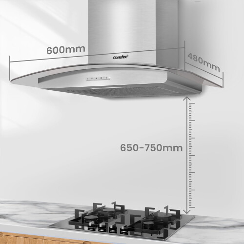Living And Home 60cm Chimney Cooker Range Hood Kitchen Extractor with 3-Speed Modes 2