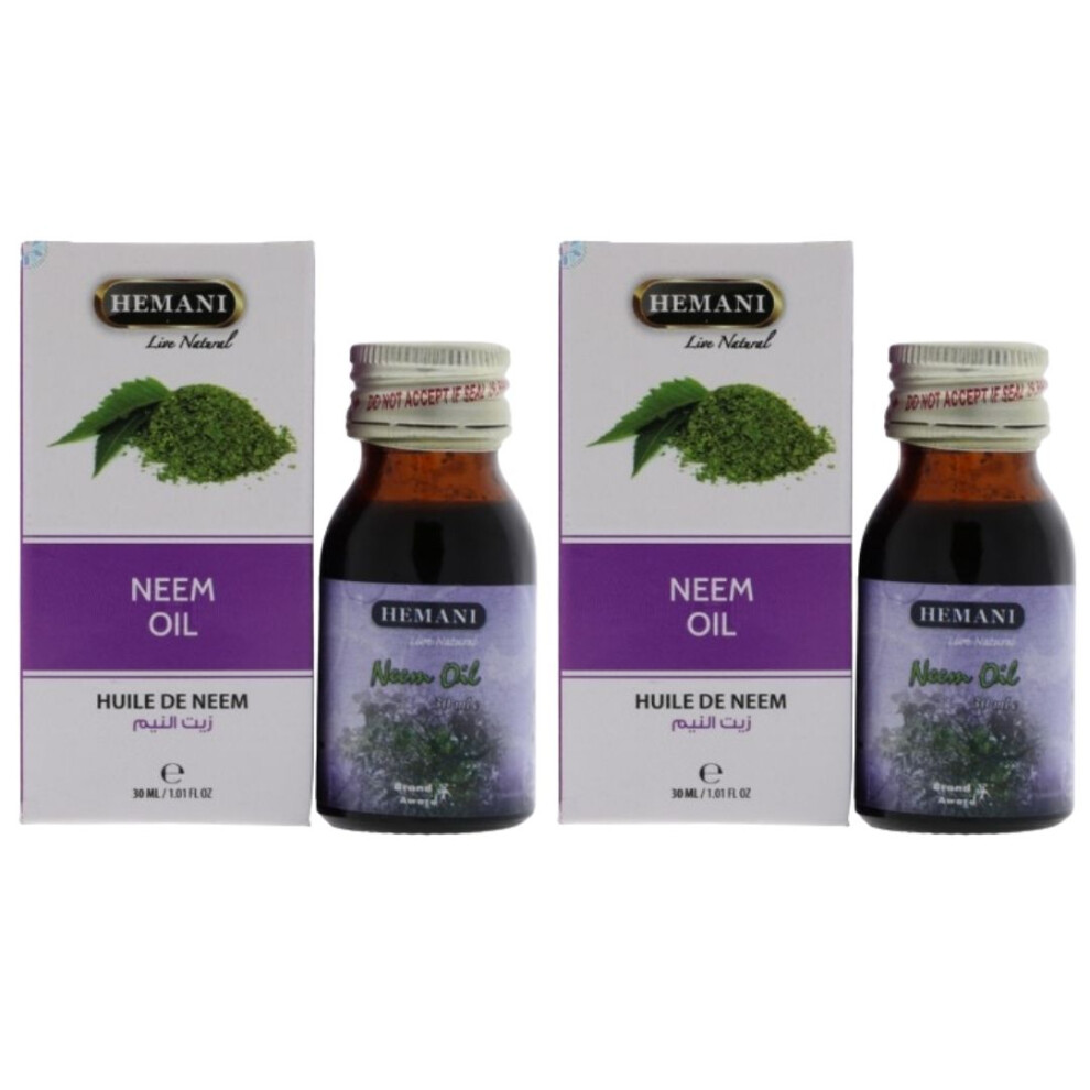 Hemani Neem Herbal Oil 30ml Pack Of 2 |Protect Body from Acne, Mosquitos & Lice|Antibacterial & Antifungal|Treat Infections&Parasites|Multipurpose Oil