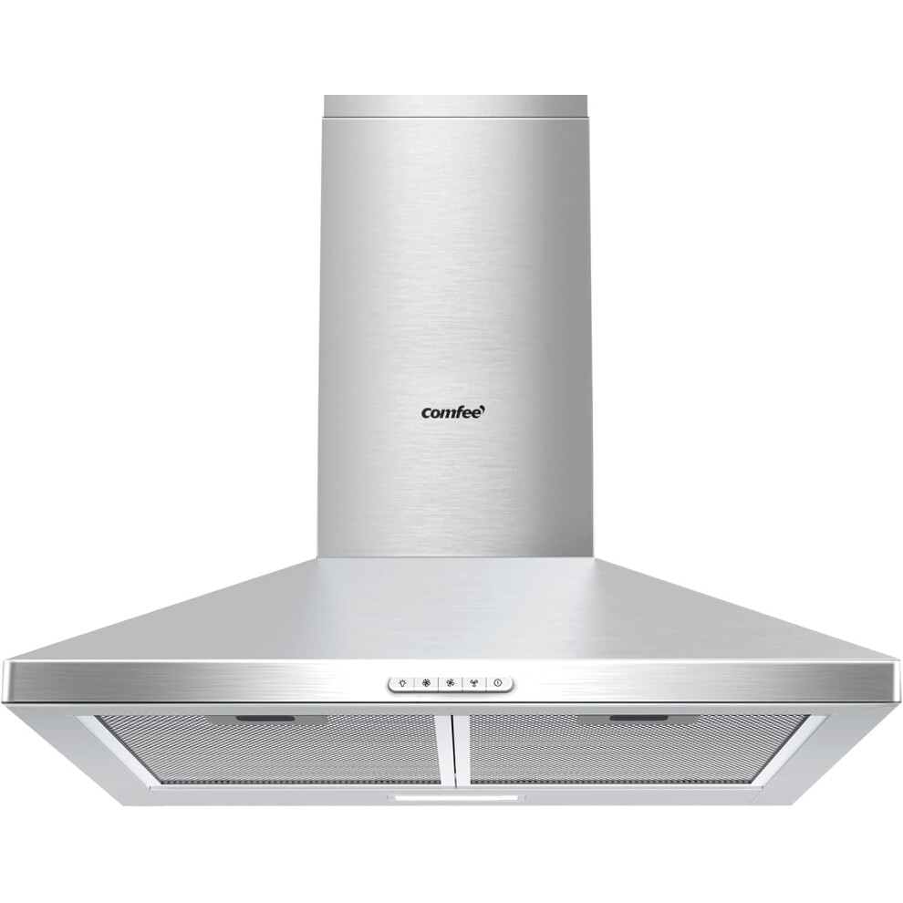 60 cm Chimney Cooker Hood Stainless Steel Extractor Hood with LED and Recirculating & Ducting System Wall Mounted Range Hood 600 mm Extractor Fan