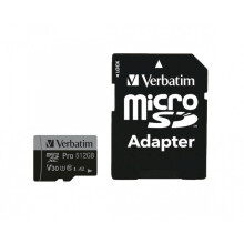 Scheda di memoria flash Verbatim PRO U3 - 512 Go - A2 / UHS-I U3 / Classe10 - microSDXC