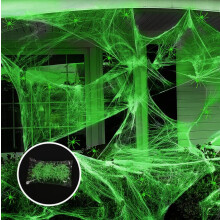 Halloween in The Dark Spider Webs with 100Pcs Glow
