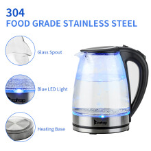 1.8L 2000W Electric Kettle Glass 360 Blue LED Illuminated Portable Fast Boil Jug