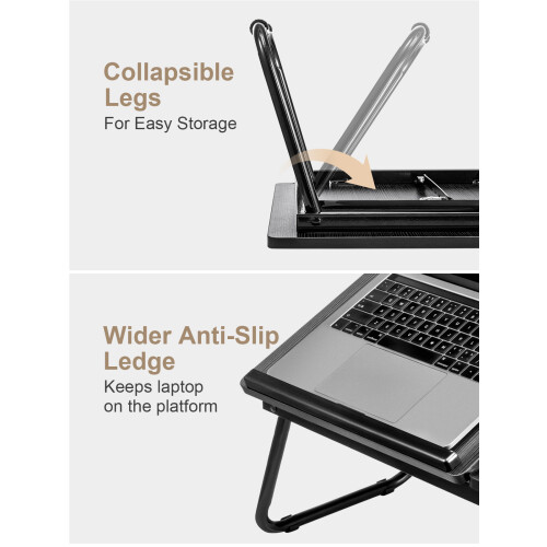 Foldable Laptop Desk Laptop Table with Cup Holder Height Adjustable 2