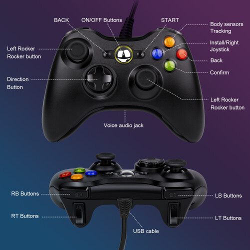 Microsoft  Xbox 360 Wired USB Game Controller Gamepad  for Microsoft XBOX 360 & PC WIN 7 8 10 1