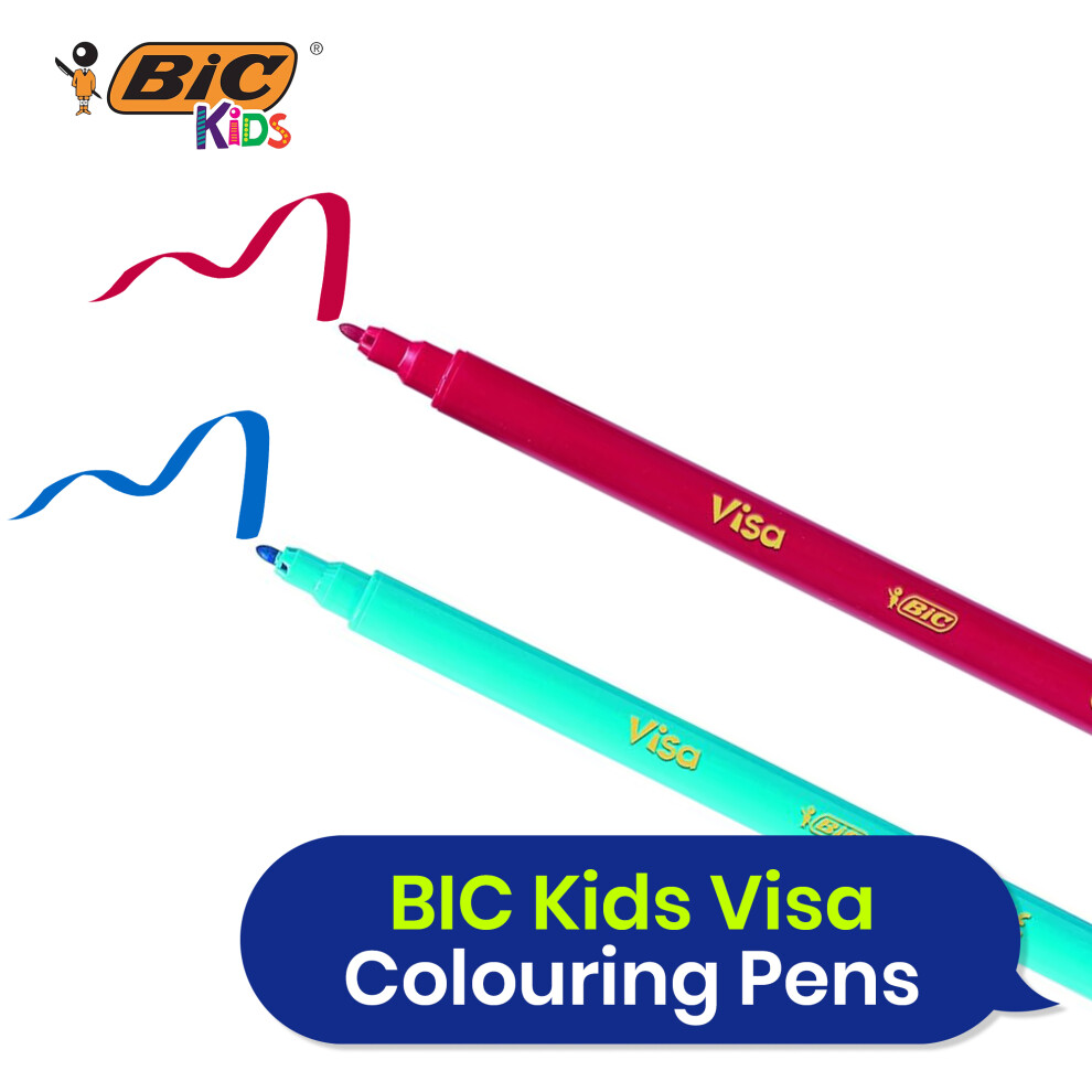 BIC Kids Visa Fine Tip Colouring Pens Pack of 20 Assorted Colours