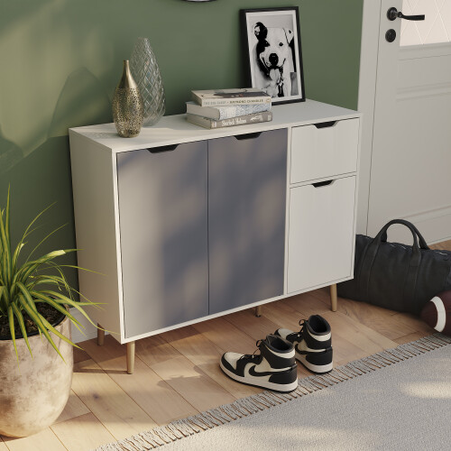 Vida Designs (Grey & White) Vida Designs 3 Door 1 Drawer Sideboard Storage