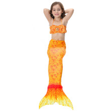 (4-5 Years, Orange) Girls Mermaid Tail Costume Swimsuit Bikini Set Swimwear Outfit