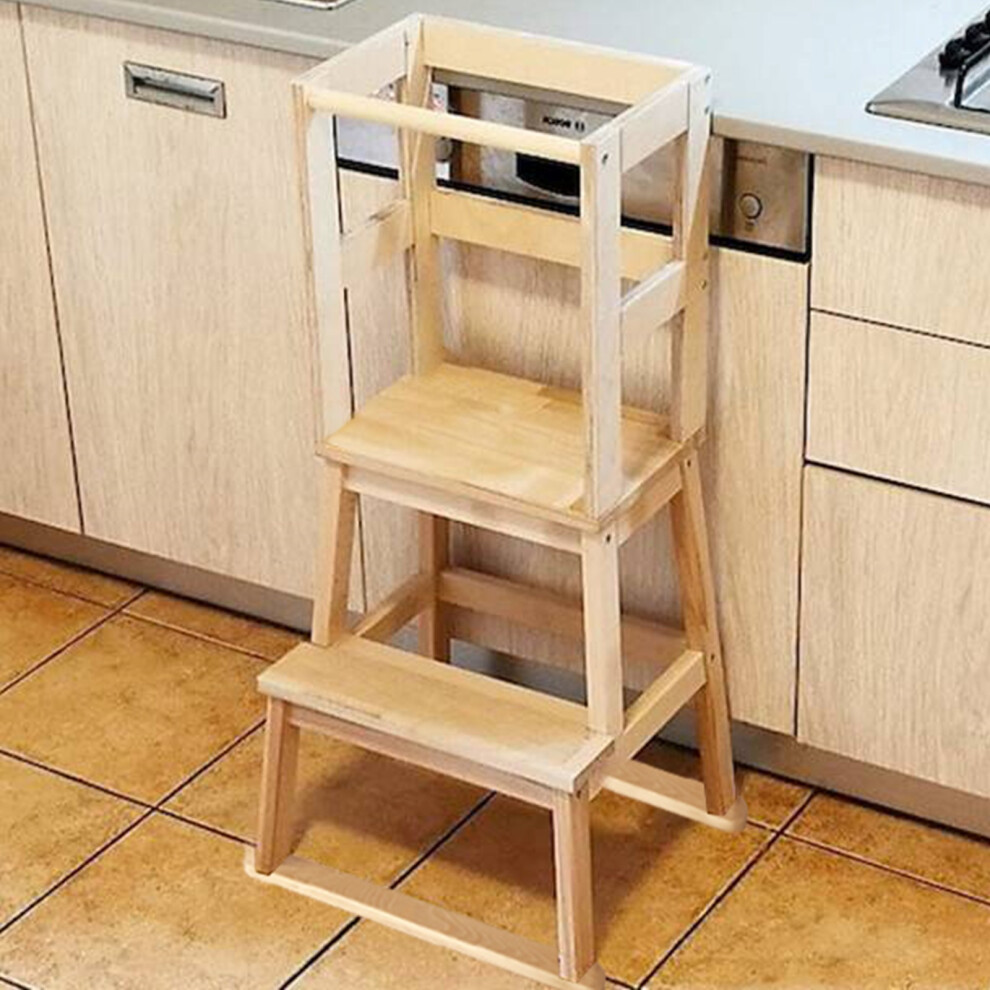 Wooden Toddler Learning Step Stool Stairs Ladder Kitchen Helper Tower