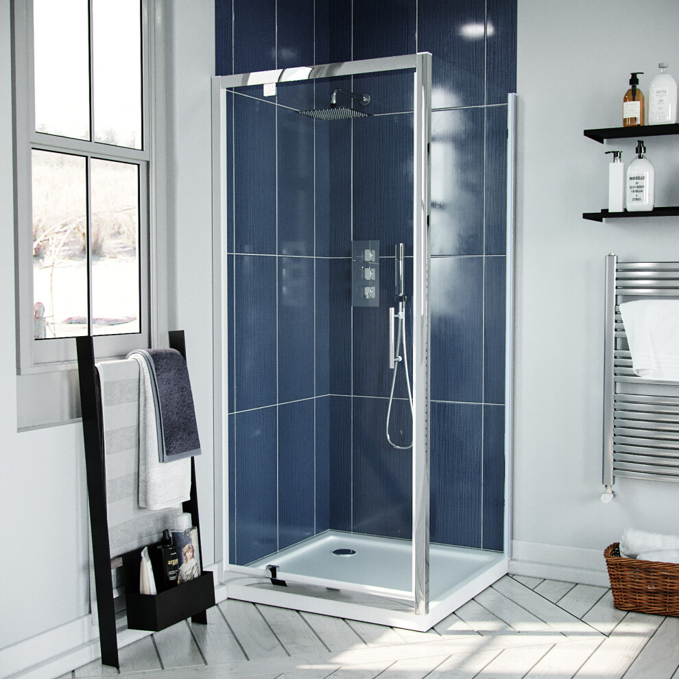 Nes Home 900 X 760Mm Pivot Door Shower Enclosure & Side Panel Chrome