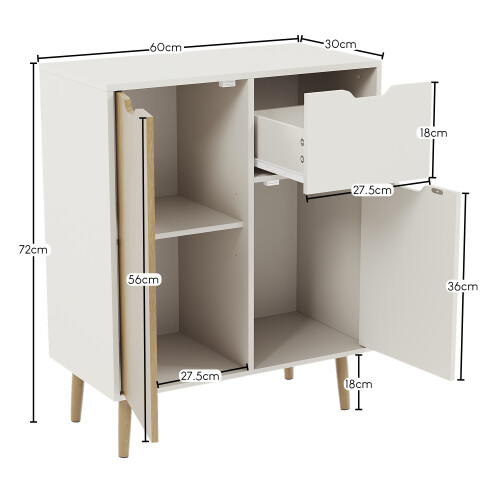 Vida Designs (Oak & White) Vida Designs 2 Door 1 Drawer Sideboard Storage 2