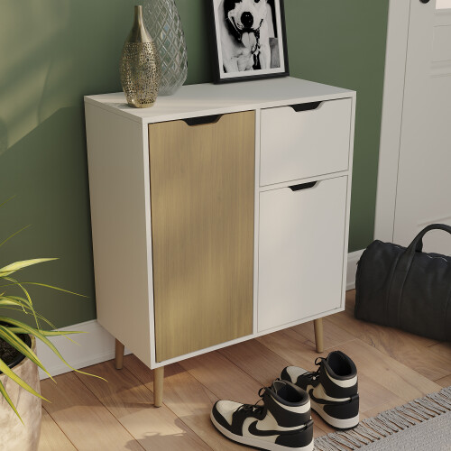 Vida Designs (Oak & White) Vida Designs 2 Door 1 Drawer Sideboard Storage