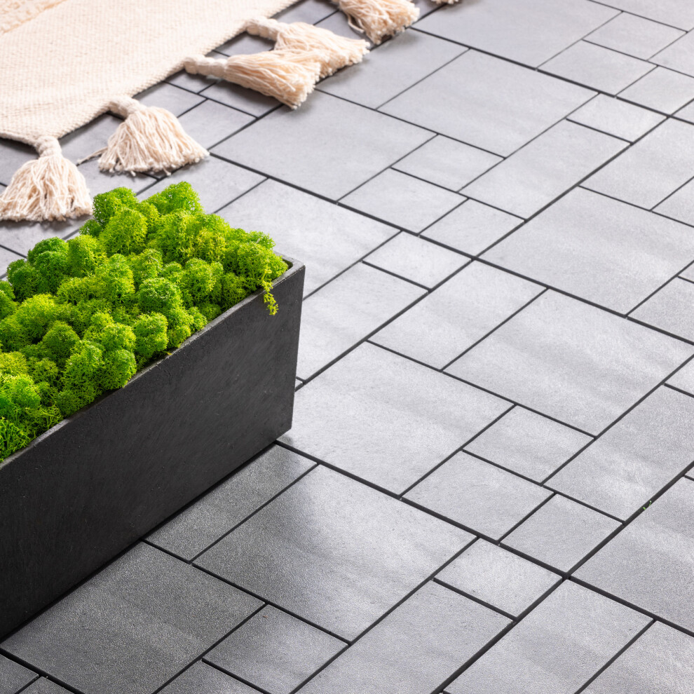 (Pack of 10) Mosaic Garden Patio Composite Decking Tiles Light Grey