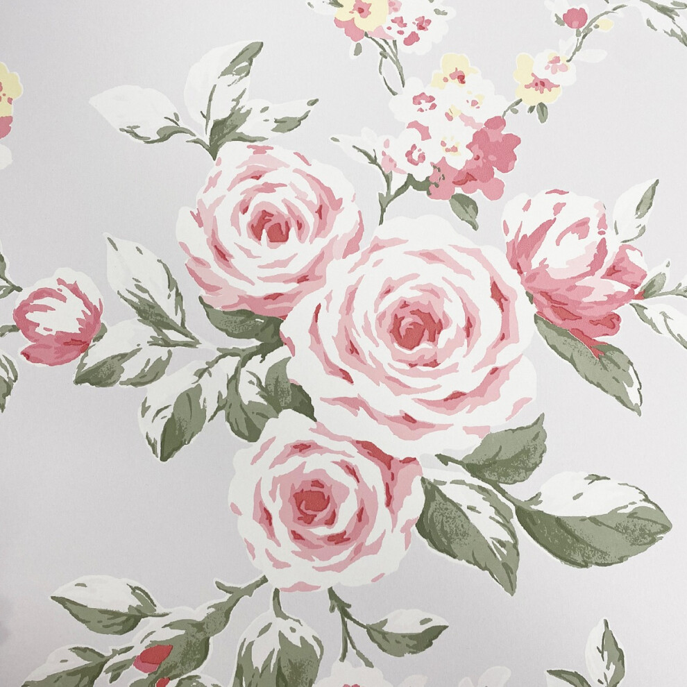Catherine Lansfield Canterbury Floral Wallpaper Red/Grey Muriva 165506 5060802625783 - Image 4