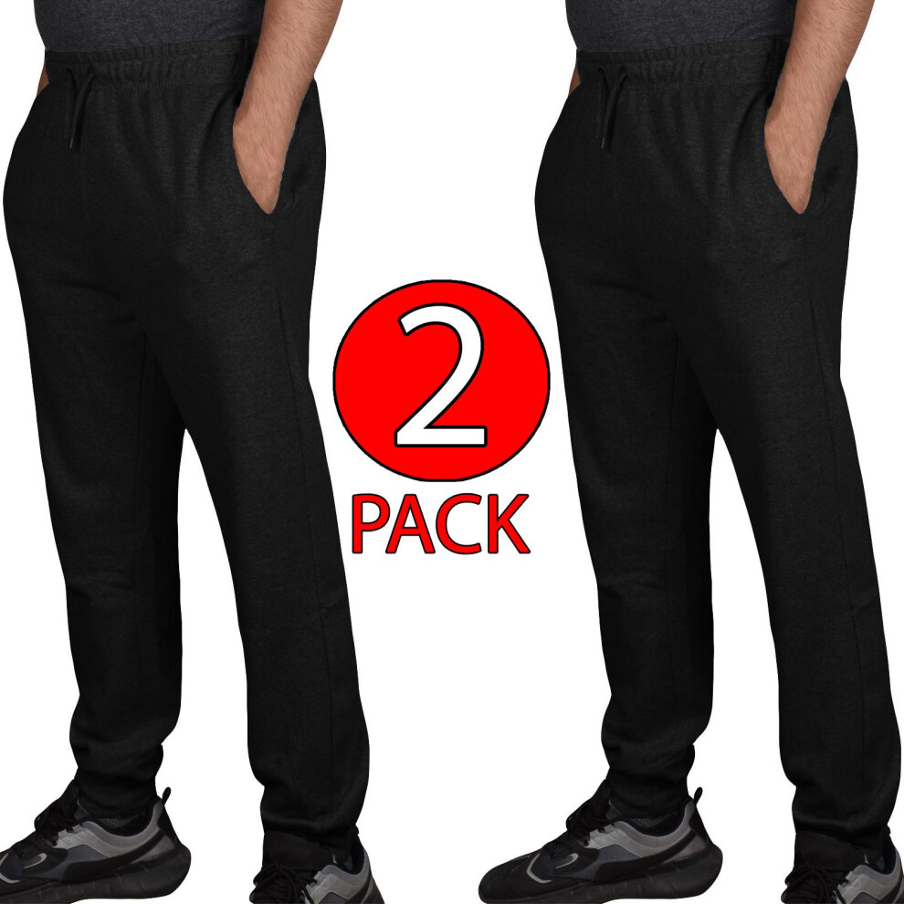 (Black - 2 Pack, M) Men Jogging Trouser Elasticated Drawstring 2,3Pack