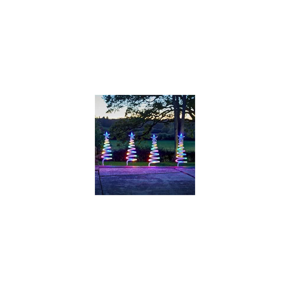 Christmas Garden Stake Lights Multi Coloured Tree Spiral Outdoor DÃ©cor