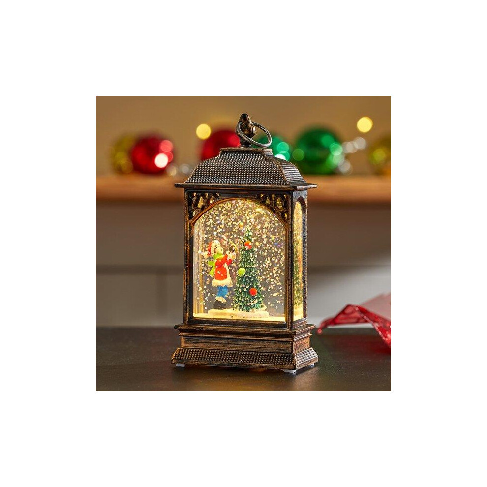 Christmas Snow Globe Lantern Scene Tree Ornament Decoration Xmas LED Light Up