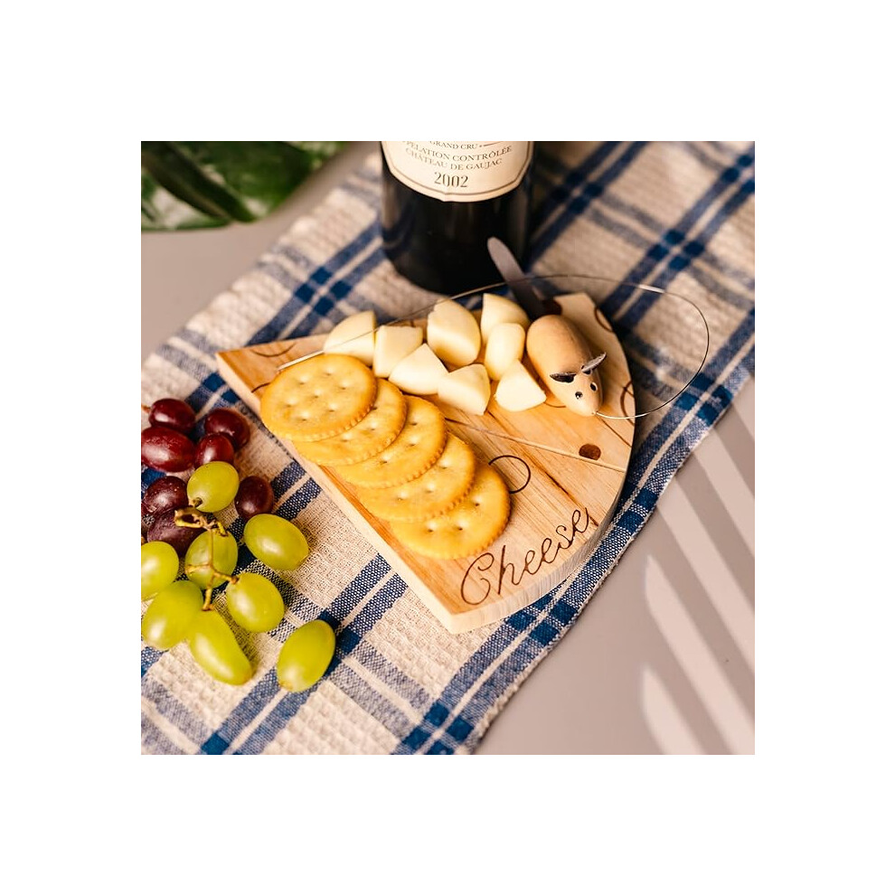 Wooden Cheese Serving Board Wedge Platter Display Tray Mouse Home Decor Gift