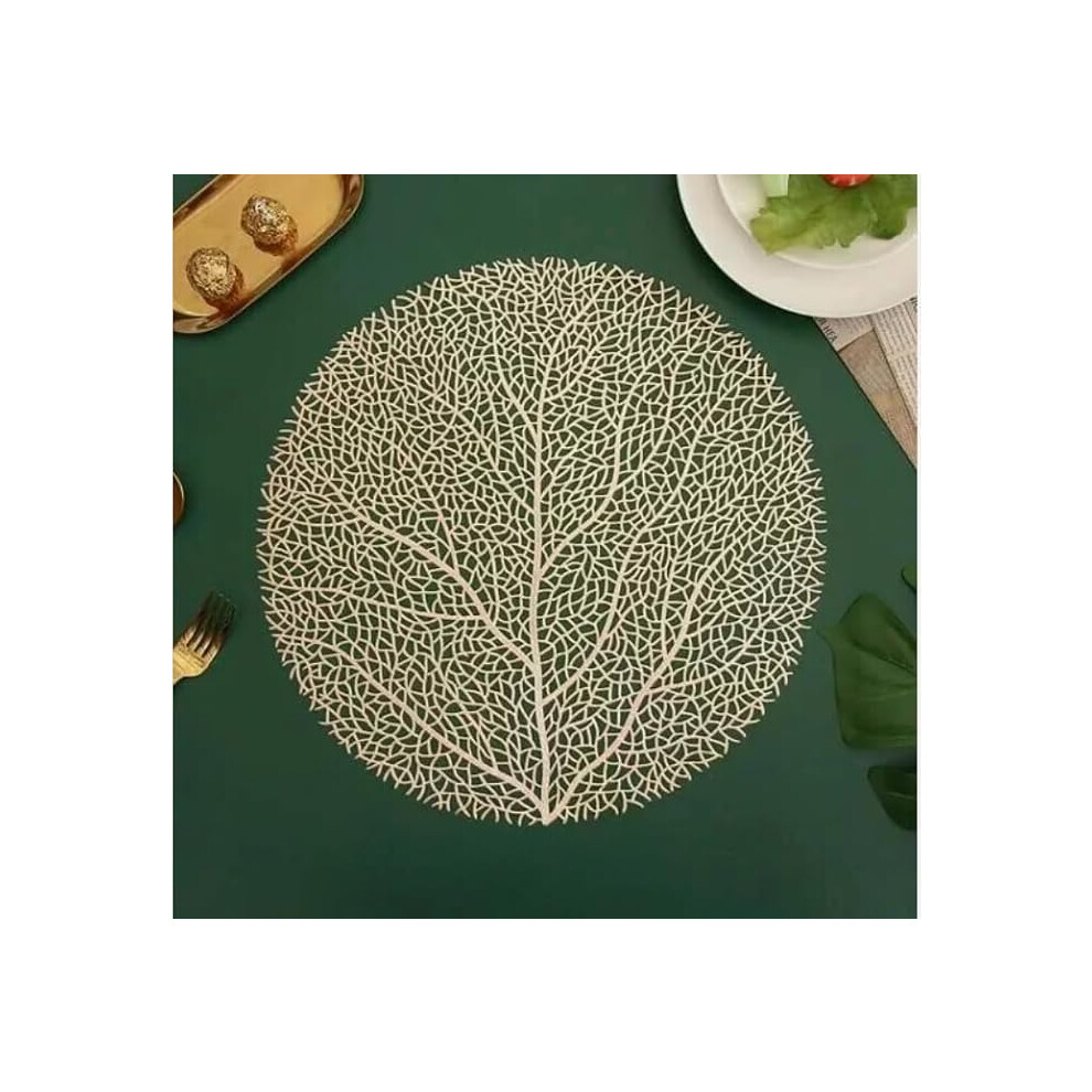 Gold Leaf Round Placemat Place Mats Dining Table Home Decor Kitchen Large 38cm