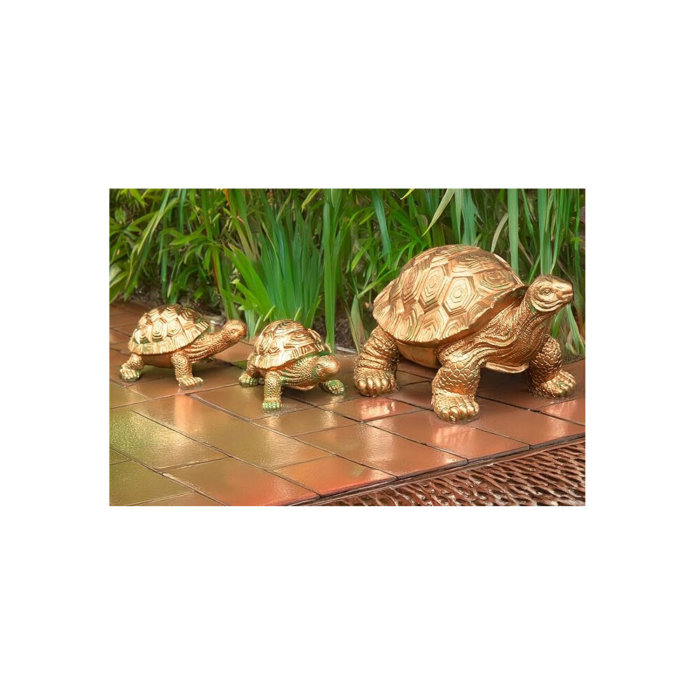 Tortoise Family Garden Ornaments Bronze Effect Resin Statues Outdoor Decor Gift