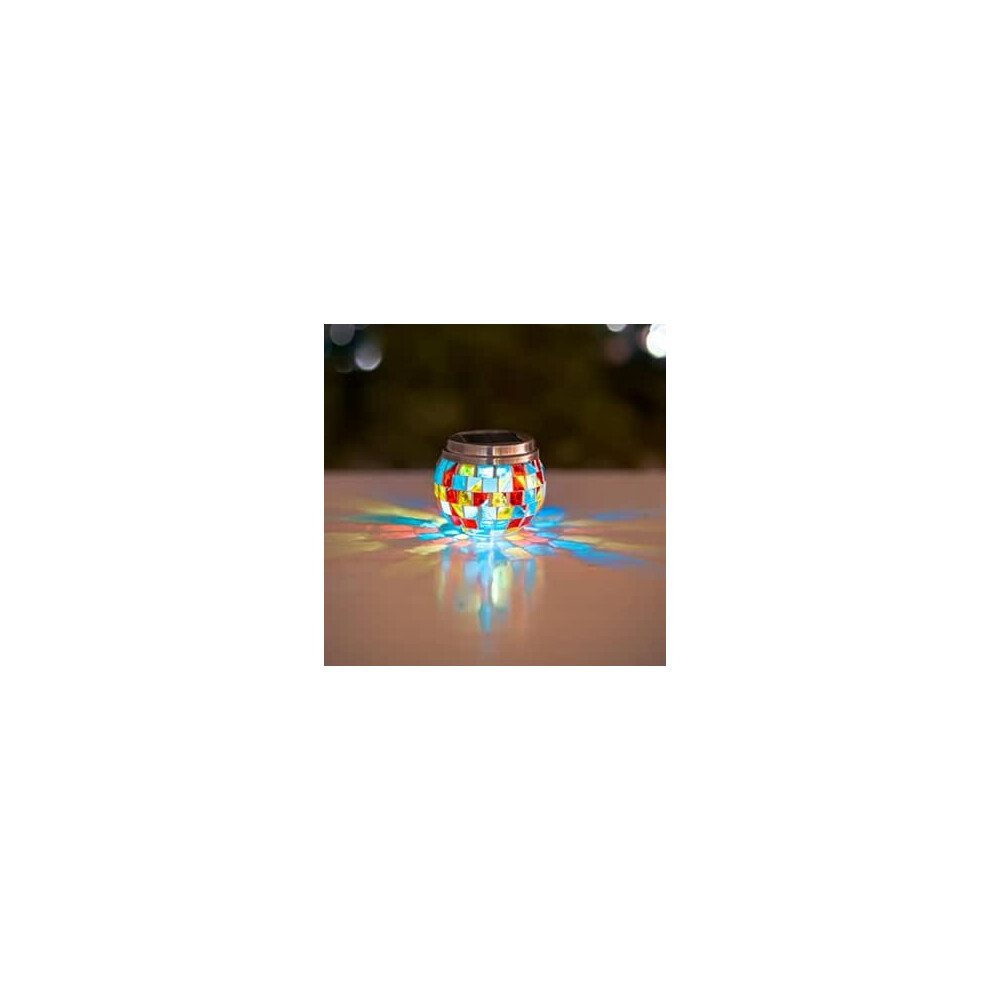 Solar Powered Garden LED Light Lantern Mosaic Glass Ball Globe Lamp Decoration
