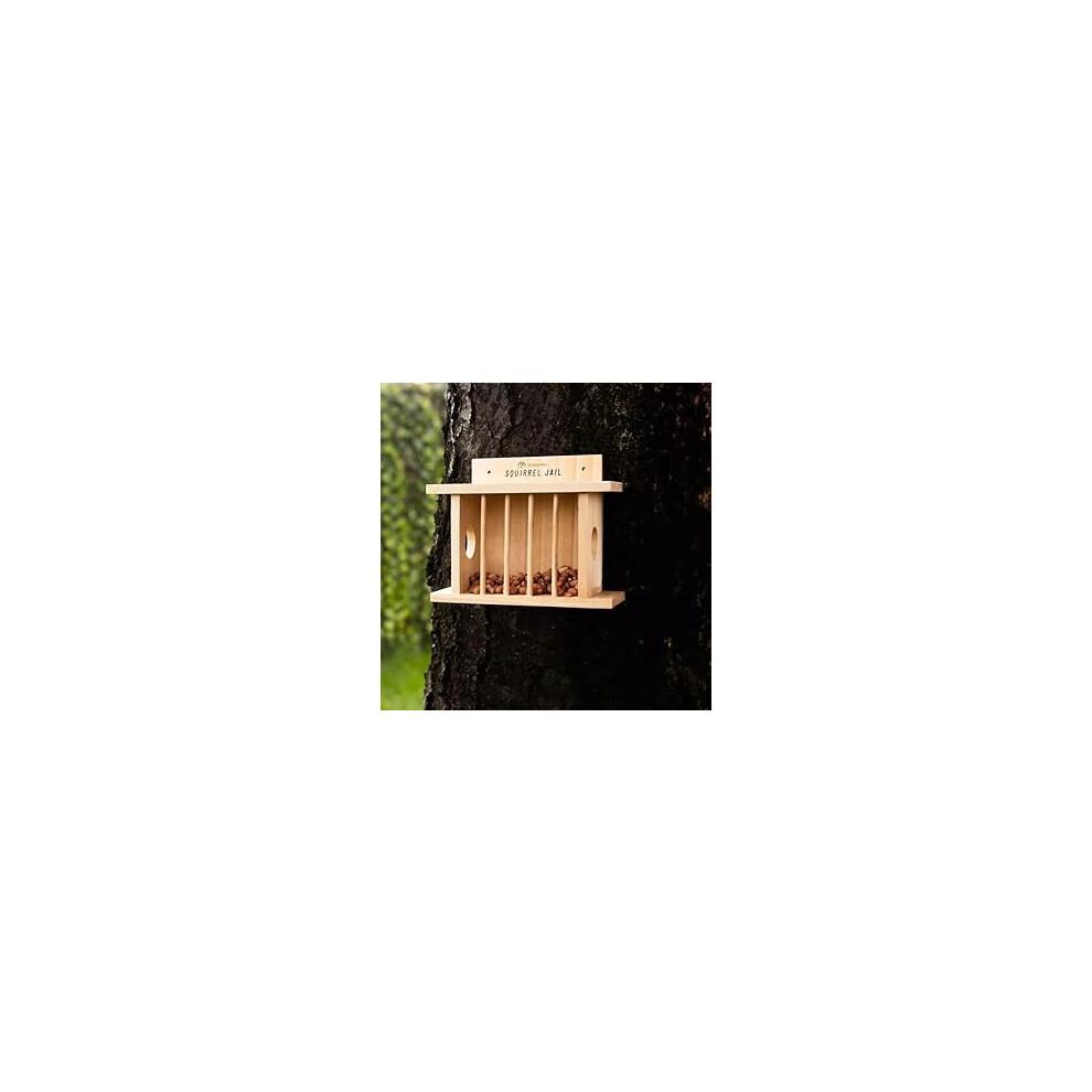 Hanging Wooden Squirrel Feeder Garden Wildlife Jail Feeding Station Box Outdoor