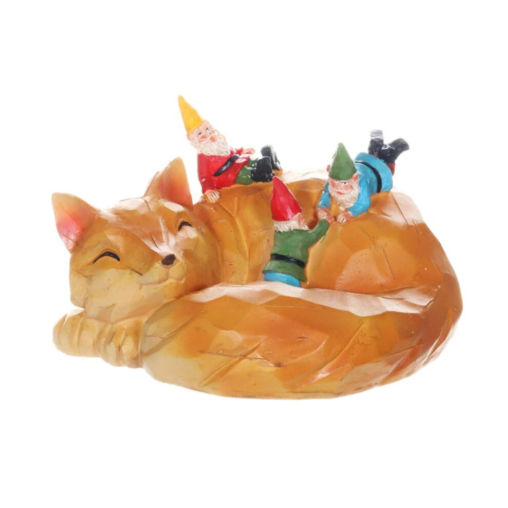 Solar Sleeping Fox Ornament Gnome Garden Home Patio Decking Flower Bed Standing