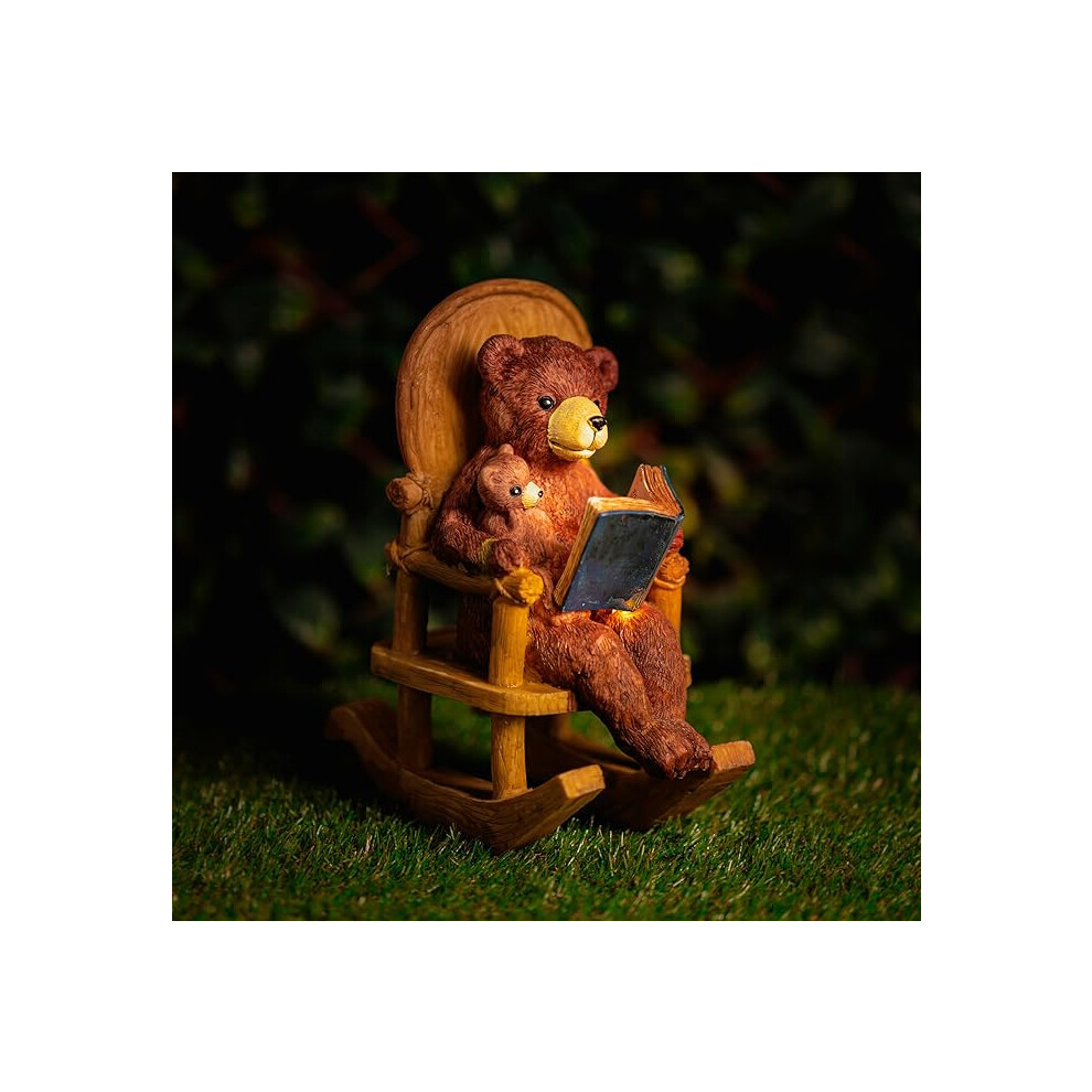 Solar Bear Ornament Light Rocking Chair Garden Outdoor Statue Lighting DÃ©cor