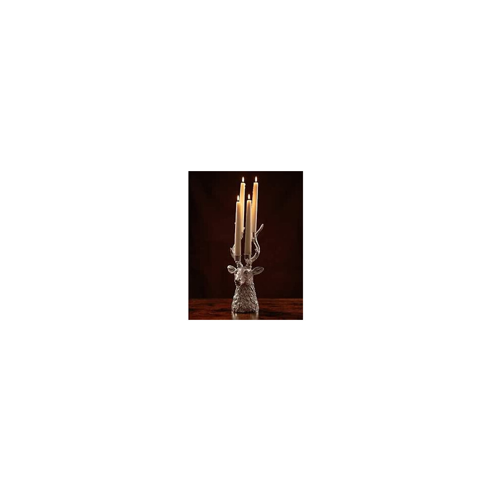 Stag 4 Candle Holder Silver Antler