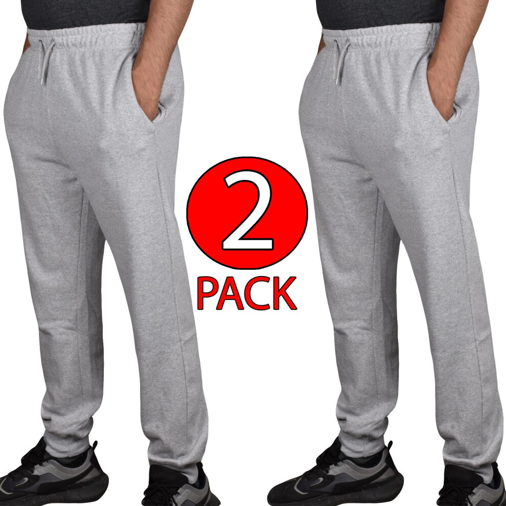 (Grey - 2 Pack, S) Men Jogging Trouser Elasticated Drawstring 2,3Pack