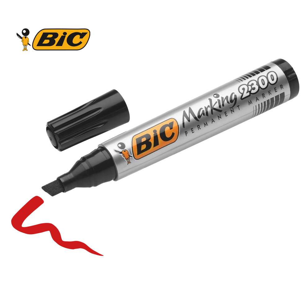 BIC ECOlution 2300 Permanent Marker Pen - Red Thick Chisel Tip