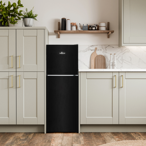 Willow Appliances Willow 138L Black Top Mount Fridge Freezer with Adjustable Thermostat 1