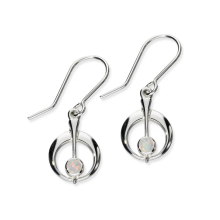Ortak Scottish Jewellery Harlequin White Opal Sterling Silver Drop Earrings
