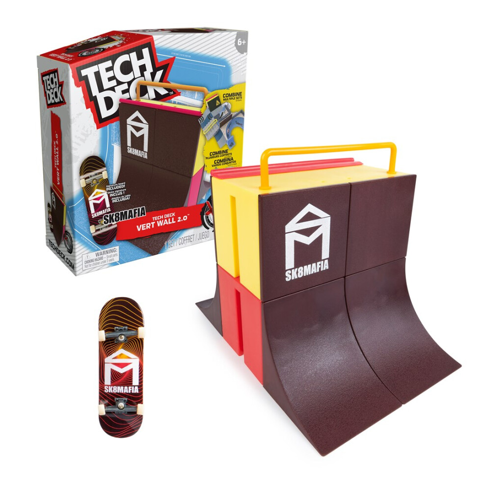 Tech Deck , Vert Wall 2.0, X-Connect Park Creator, Customizable and Buildable Ramp Set with Exclusive Fingerboard, Kids