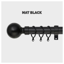 (160-300 cm (63" - 118" In), Matte Black Curtain Pole) Extendable Curtain Pole Rod 28mm Heavy Duty Metal