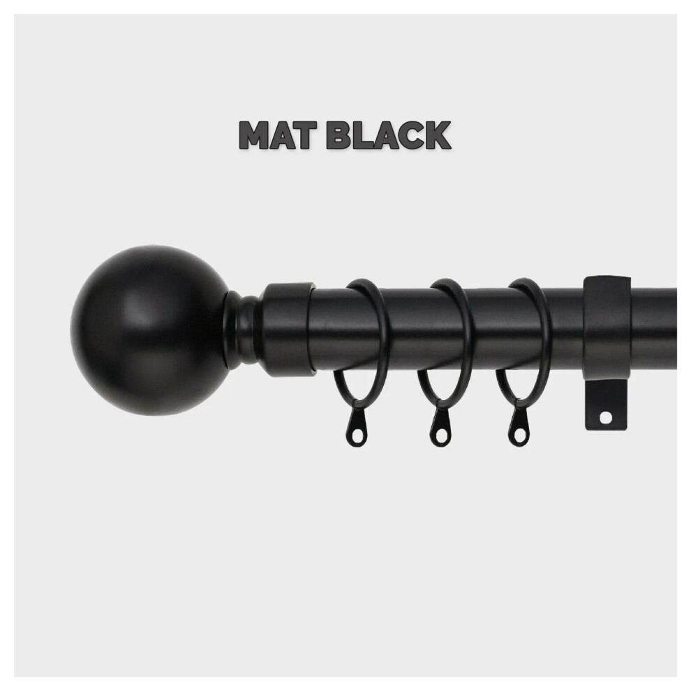 Supreme Bedding Ltd (160-300 Cm (63" - 118" In), Matte Curtain Pole) Extendable Curtain Pole Rod 28Mm Heavy Duty Metal Black