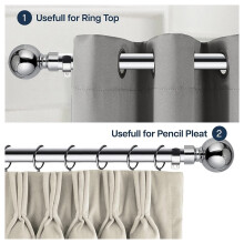 (160-300 cm (63" - 118" In), Chrome Curtain Pole) Extendable Curtain Pole Rod 28mm Heavy Duty Metal