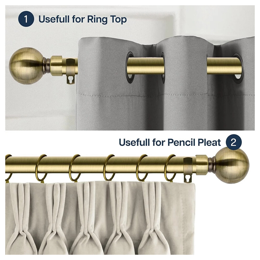 Supreme Bedding Ltd (70-120 Cm (28" - 48" In), Antique Brass Curtain Pole) Extendable Curtain Pole Rod 28Mm Heavy Duty Metal