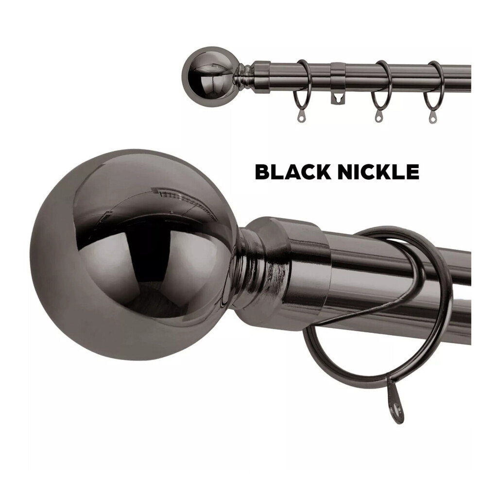 (70-120 cm (28" - 48" In), Nickel Black Curtain Pole) Extendable Curtain Pole Rod 28mm Heavy Duty Metal-image-OPC-PFD2XGS-NEW