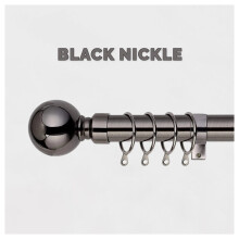 (120-210 cm (48" - 83" In), Nickel Black Curtain Pole) Extendable Curtain Pole Rod 28mm Heavy Duty Metal
