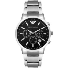 Emporio Armani AR2434 Classic Chronograph Steel Watch for Men - Black Dial, 43mm, 50m Water Resistant